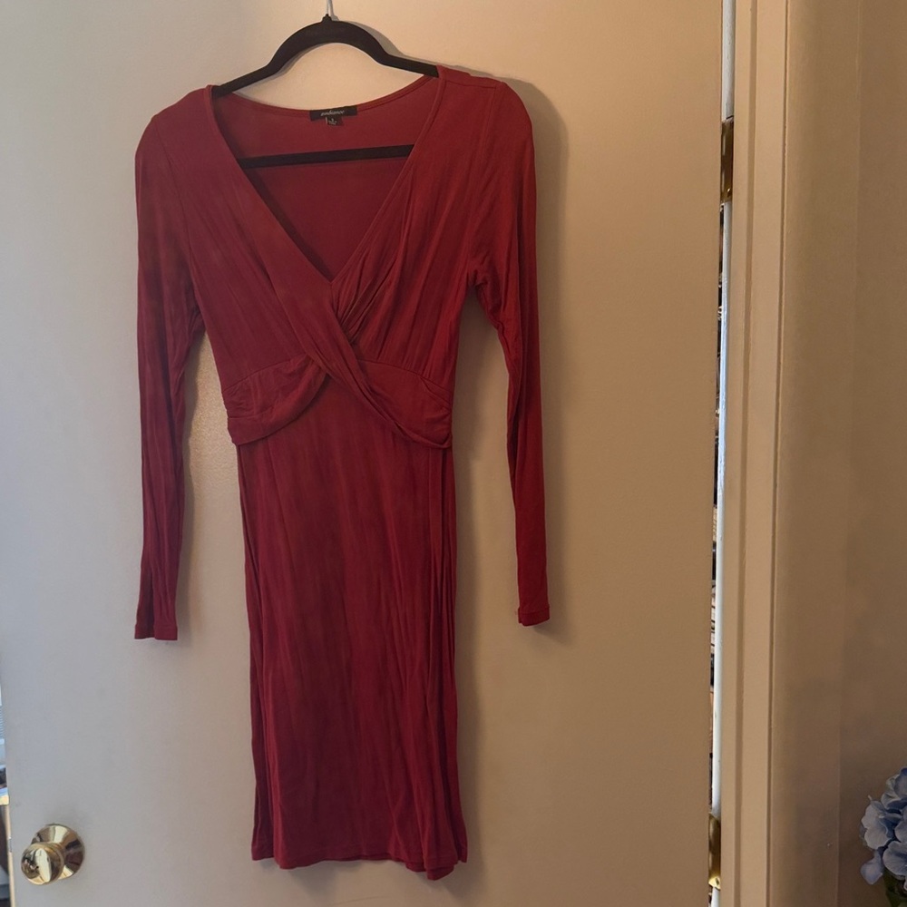 Ambiance Deep Red Long Sleeve Dress
